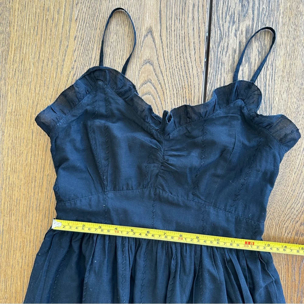 Mango Black Cotton Spaghetti Strap Midi Summer Spring Casual Dress Eyelet - Picture 7 of 14